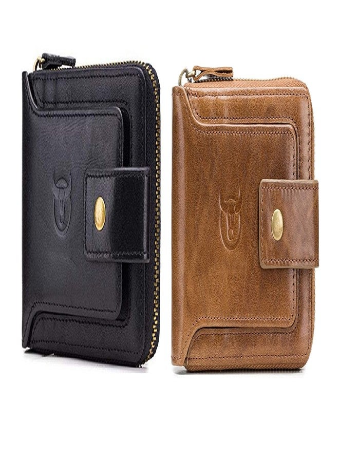 كونتاكتس مجموعة هدايا محفظة كونتاكتس الفاخرة المصنوعة من الجلد الطبيعي (أسود + بيج)… - Image 1